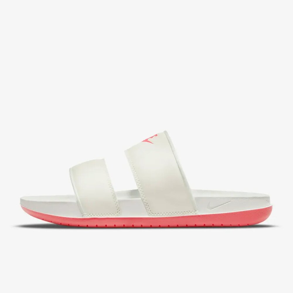 Nike Women's White Pink Off-Court‎ DC0496-101 Dual Strap Slide Sandal Size 7